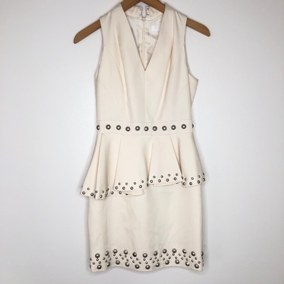 Jill Stuart Peplum Mini Dress Studded S Ivory - Picture 1 of 9